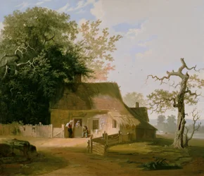 Landschaft mit Hütte
